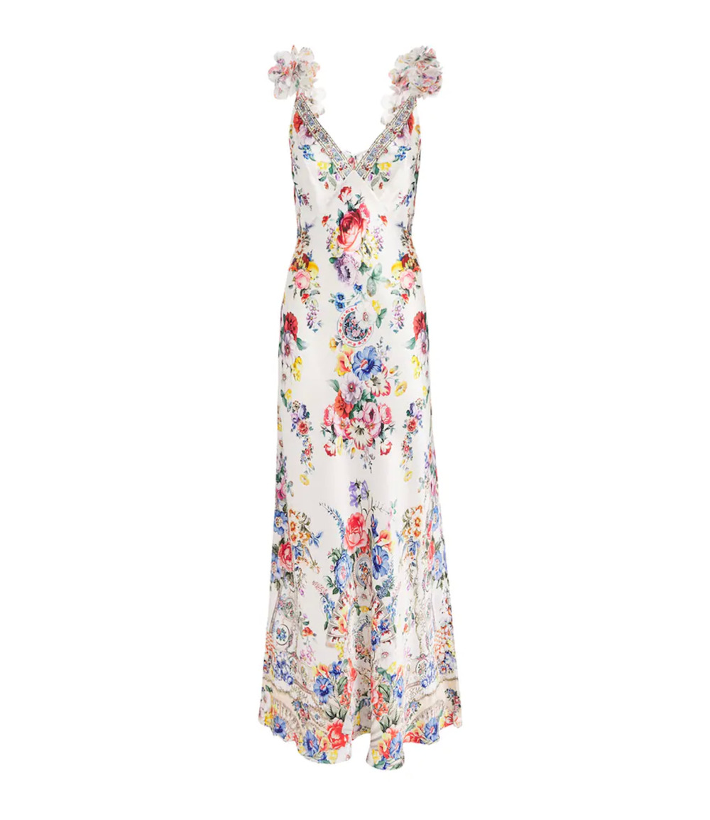 Camilla Silk Floral Print Maxi Dress